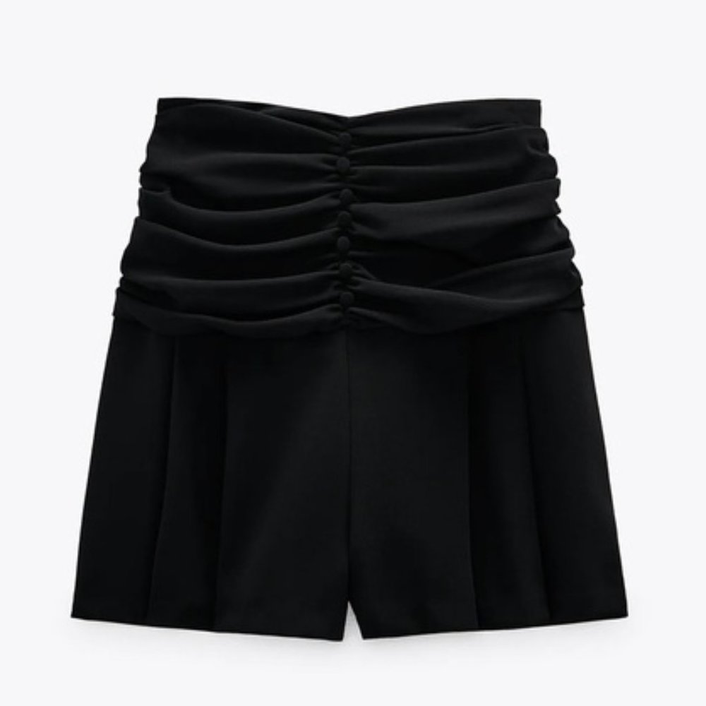 Zara Bermuda Gathering Ruched Skort